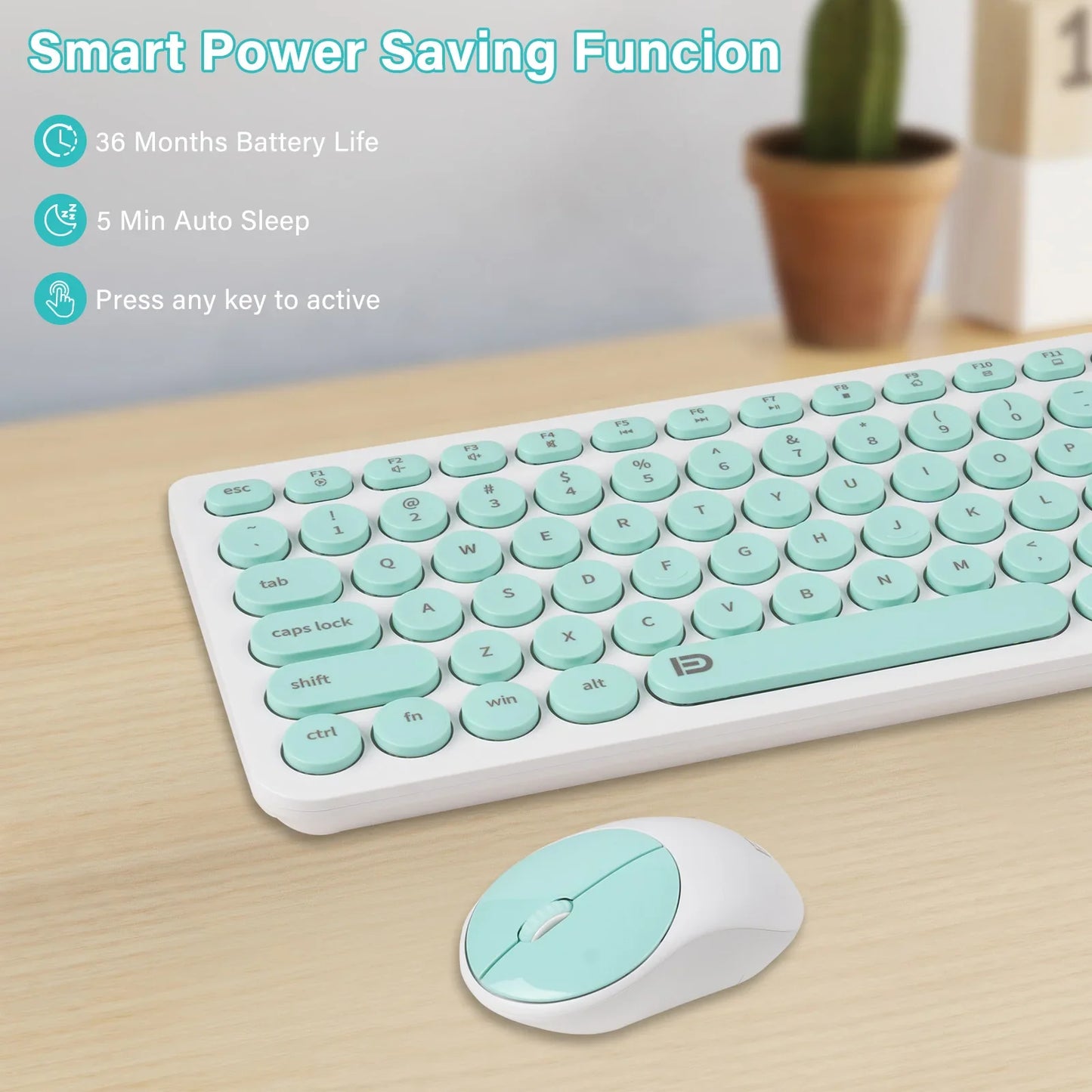 1 Set of 2.4G Wireless Keyboard and Mouse, Portable 95-key Multimedia key Office Mouse Kits, Silent Round Keyheads keyboard Mice