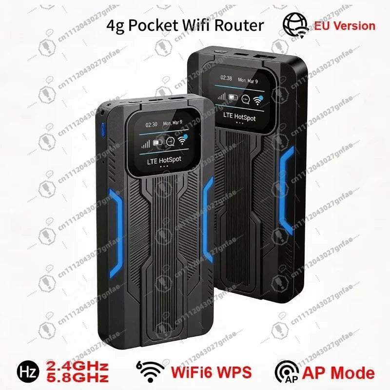 Router 4g 2.4G & 5.8G Portable Wifi Router WiFi6 WPS Car Pocket Wifi AP Mode, Tle Router for Portable Travel