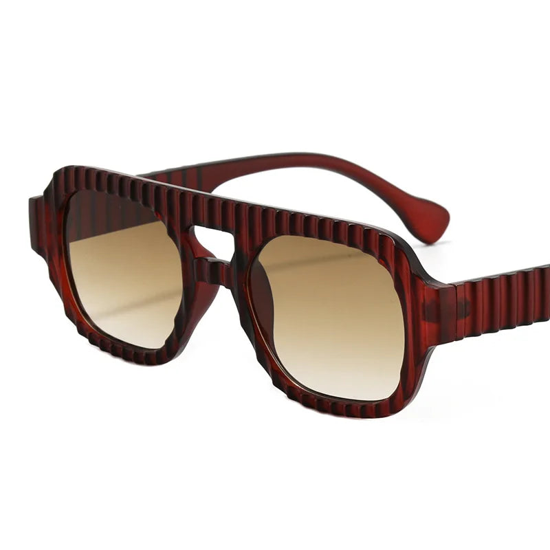 New Retro Double Beam Square Women Sunglasses Gradient Shades Design Men High Quality Sun Glasses UV400