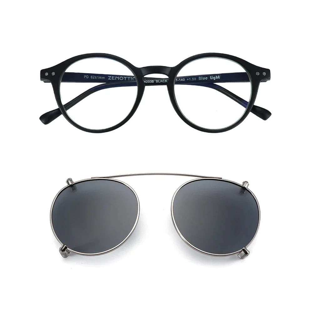 ZENOTTIC 2026 Fashion/Retro Clip On Sunglasses (Anti Blue Light Glasses+Polarized Clip)  for Men Women