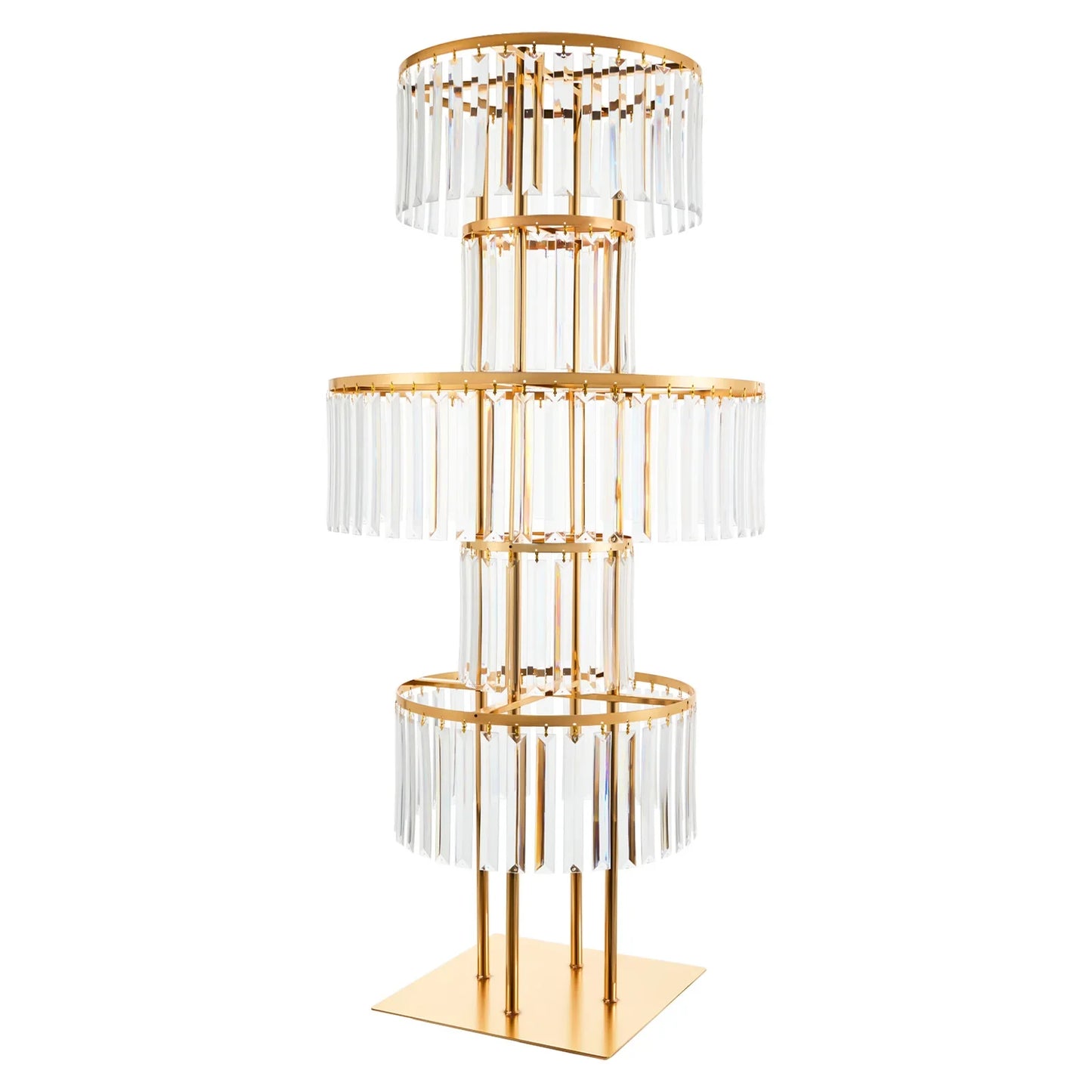 5 Tiers Gold/Silver Wedding Centerpieces Flower Stand Vase Centerpiece Acrylic Flower Stand with Hanging Acrylic