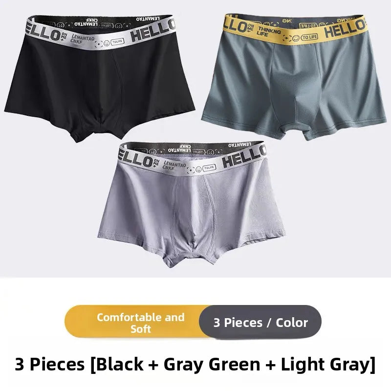Men's Mid-Waist Thin Briefs Breathable Comfortable Large Size Sports Boxer Shorts Youth Flat Briefs Underwear Polyester Fiber