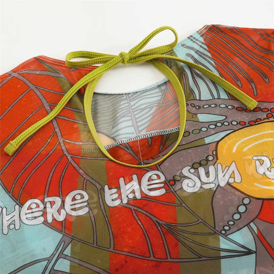 S - XXL 3PCS New Printed Long Sleeve With Pants Sarong Women Swimwear One Piece Swimsuit Female Bather Bathing Suit Swim V7180