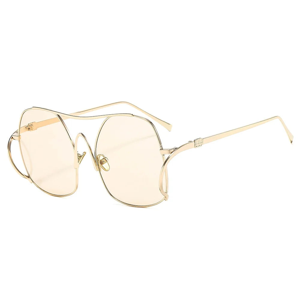 New Luxury Fashion Gradient Oval Women Sunglasses 2025 Personality Double Beam Frame Design Advanced All Match Men Glasses UV400