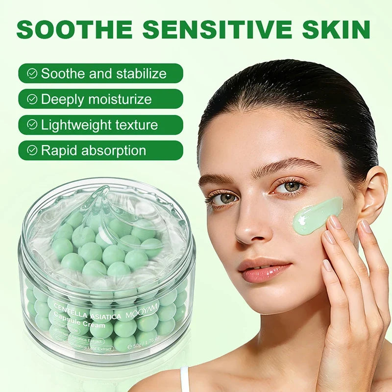 Korean Care Capsule Face Cream With Centella & Astaxanthin, Grape Seed Antioxidant Moisturizer, Soothing Barrier Care Skincare