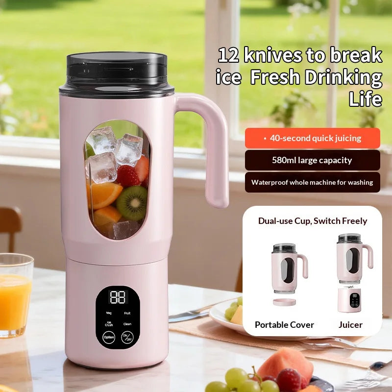 New Portable Juice Maker Blender for Shakes Smoothie 580ML Durable Juicer Steel Blades 2 in 1 Blender Bottle Smoothie Extractor