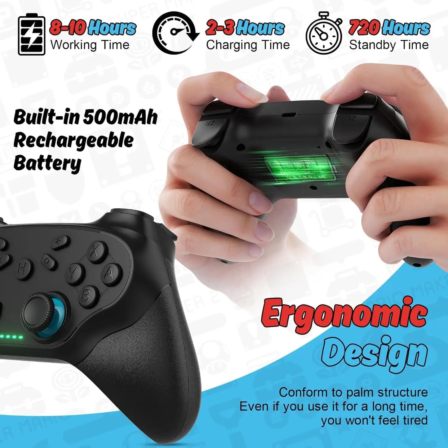 Controller for Switch/PC/IOS/Android Gamepad Wireless Game Handle Joystick Remote Control Rocker 6-axis Gyro W/Turbo Vibration