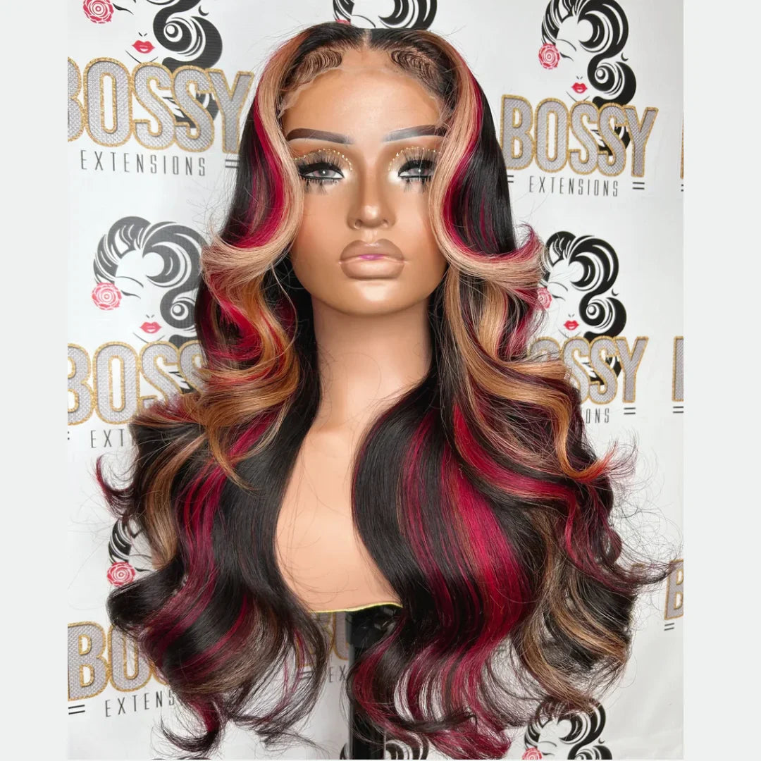 Pelucas delanteras de encaje sintético 13X4 sin pegamento para mujer, peluca de ondas corporales marrón chocolate 13X6, peluca frontal de encaje precortada, densidad 200%.