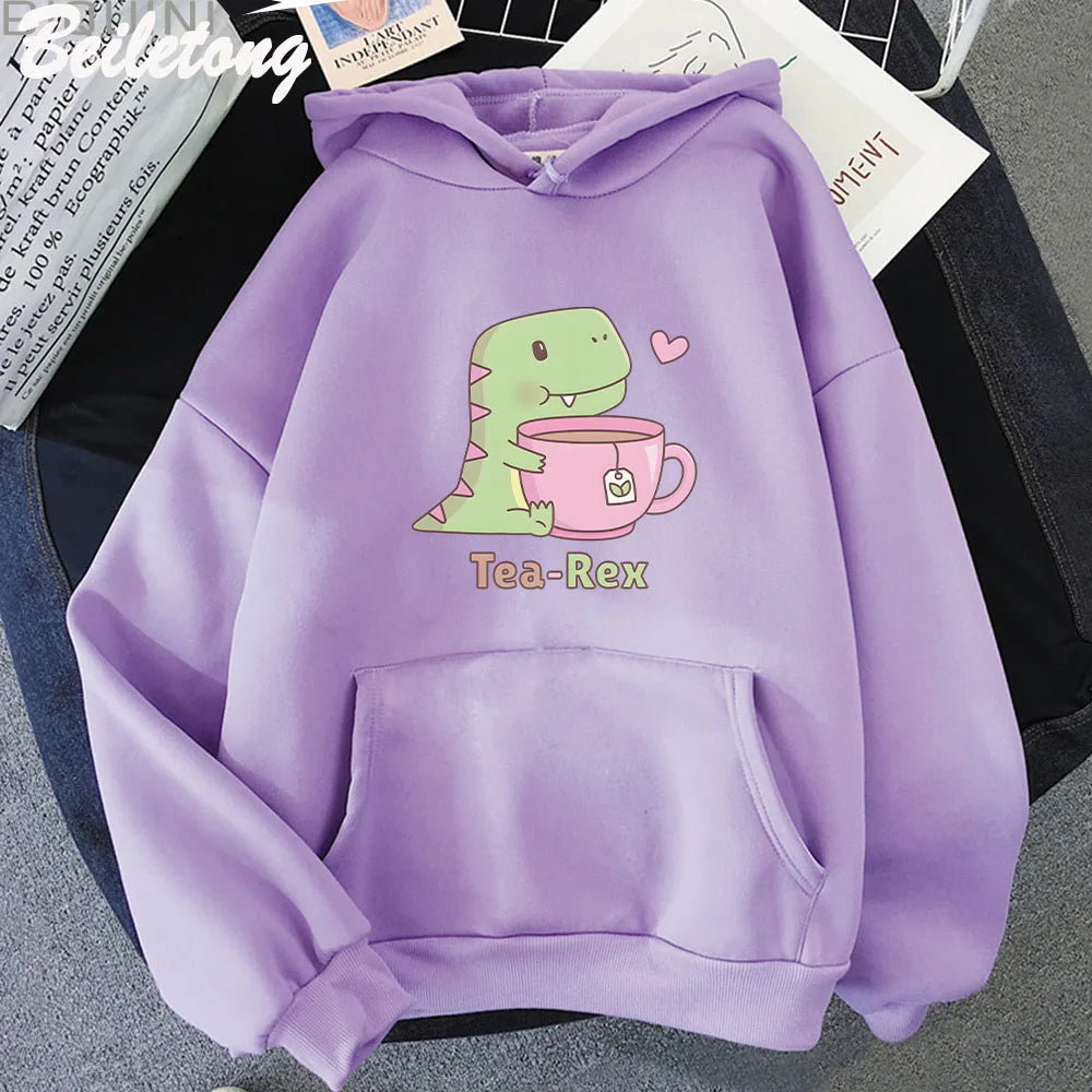 Sudadera con capucha "Tea-Rex" para amantes de los dinosaurios y el té
