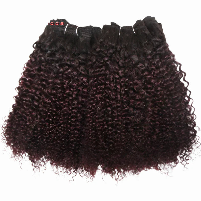 Extensiones de Cabello Humano Rizado Peruano - Tejido Jerry Curl, Extensiones de Cabello Remy de Doble Dibujo, Extensiones de Color