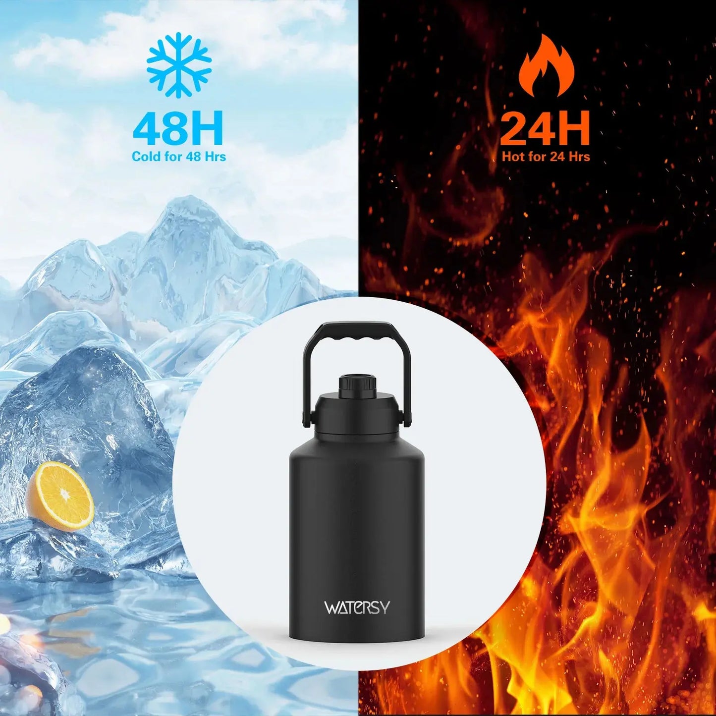 64/128oz Insulated Water Bottle Large capacity Stainless Steel Thermos