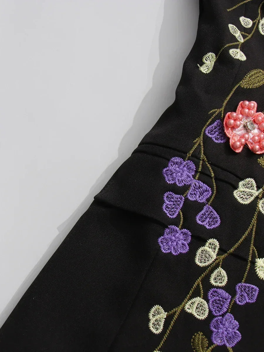 TWOTWINSTYLE Blazers de moda con apliques empalmados en colores llamativos para mujer, solapa, mangas largas, patchwork, abalorios, blazer de temperamento femenino