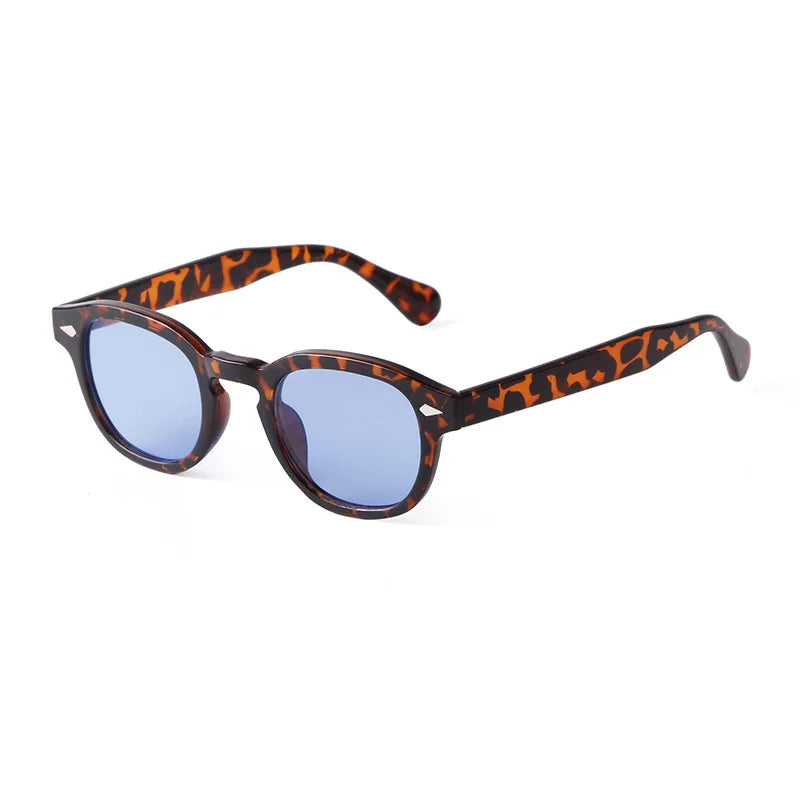 Vintage Fashion Shell Round Sunglasses Women Men 2024 Brand Design Retro Rivet Yellow Blue Lens Square Sun Glasses Female UV400