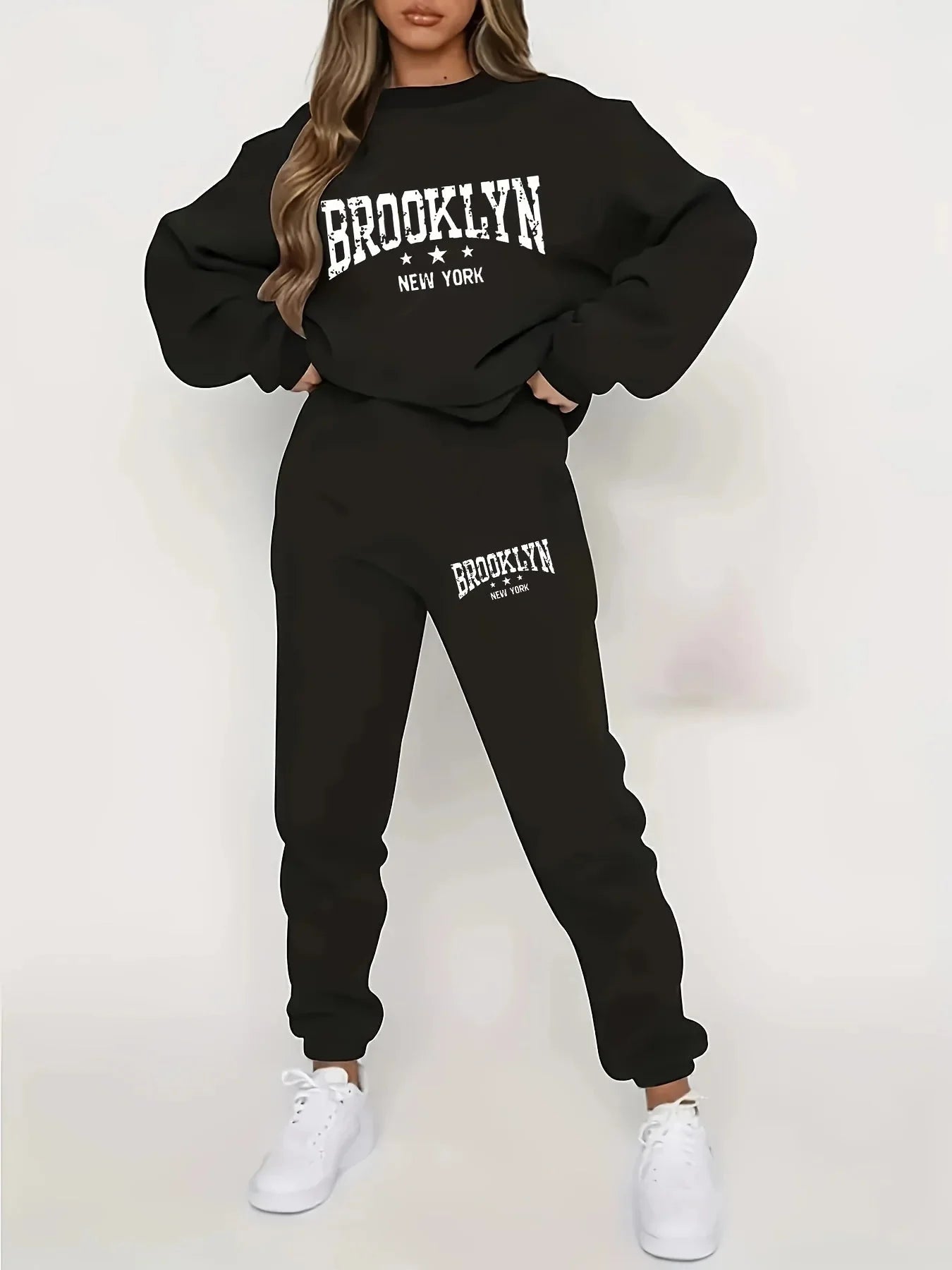 Conjunto de Sudadera con Capucha Afelpada y Pantalones para Mujer – Chándal de Invierno Acogedor