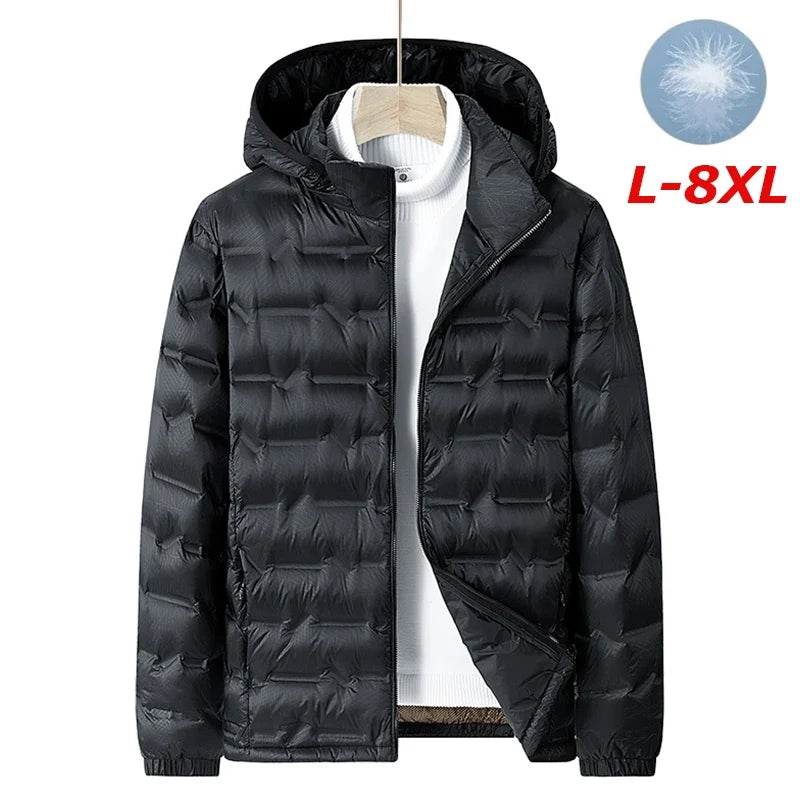 Men Winter New Down Jacket Men Hooded Waterproof Windproof Puffer Jacket Detachable Hat Coat Casual Lightweight Down Jacket Male
