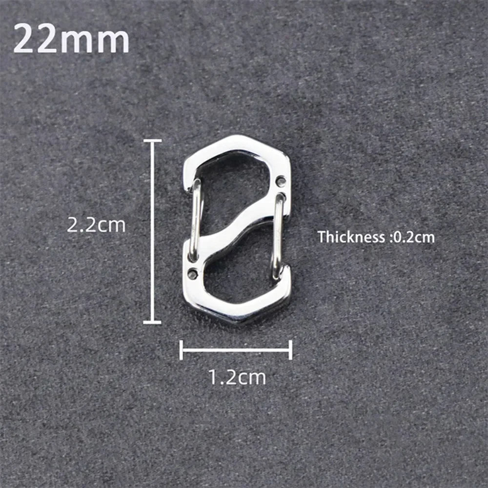 10PCS Stainless Steel Backpack Buckle S Type Handmade Carabiner with Lock Silver Necklace Clasps Jewelry Accessories