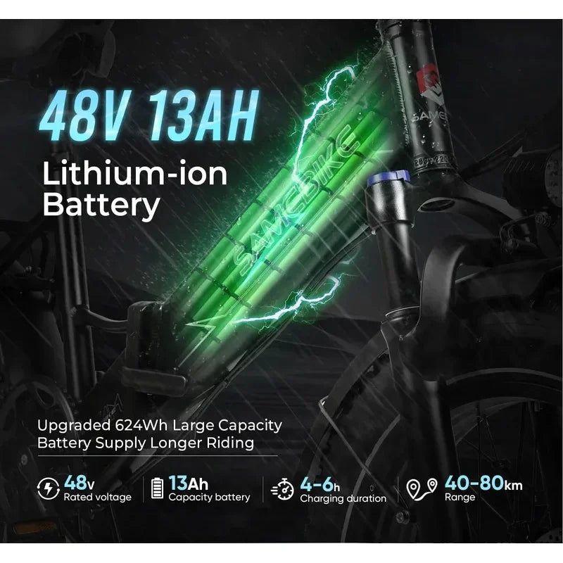 20*4.0 inch fat tire folding electric bicycle, 750W motor urban mountain E-Bike, 48V13AH battery adult electric scooter