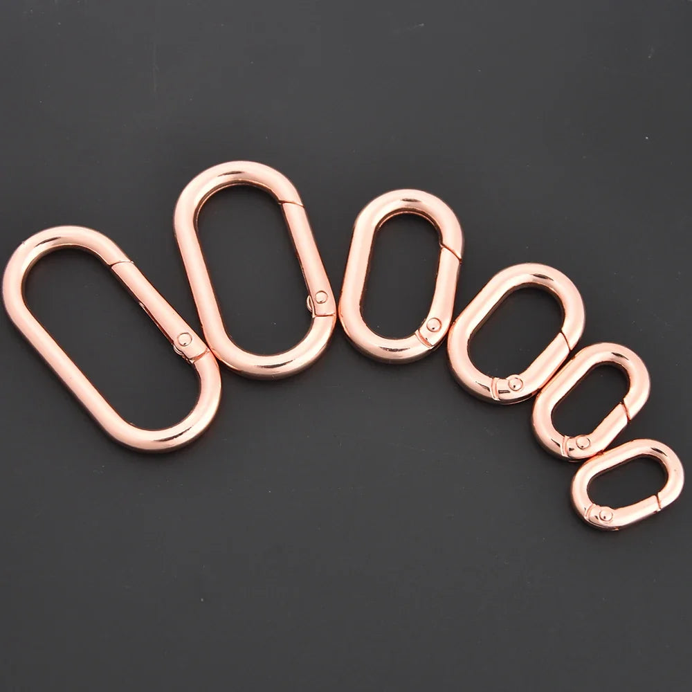 5pcs Metal Oval O Ring Spring Clasp Openable Round Carabiner Keychain Clips Hook Dog Chain DIY Jewelry Buckle