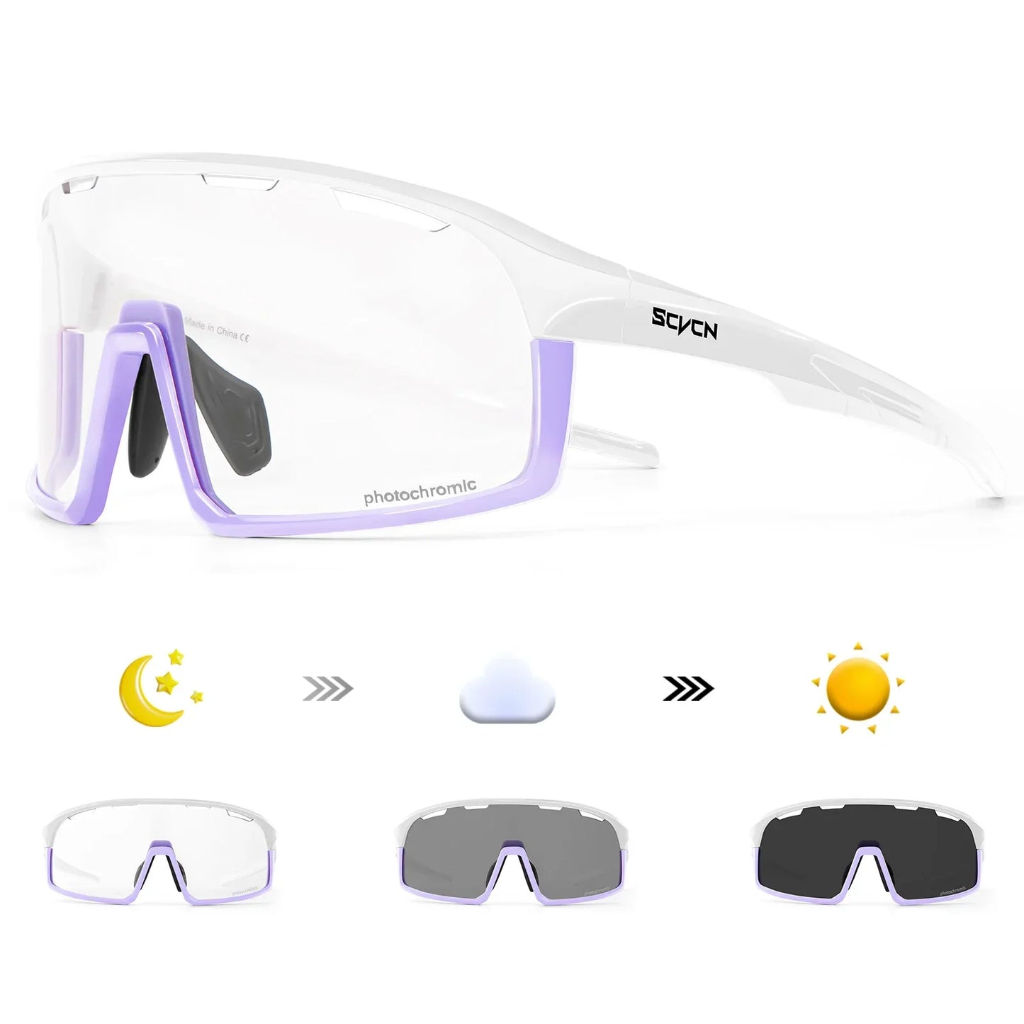 SCVCN New Photochromic Sunglasses Men Outdoor Cycling Glasses Bike MTB Road Bicycle UV400 Goggles Women Sports Hiking Glasses