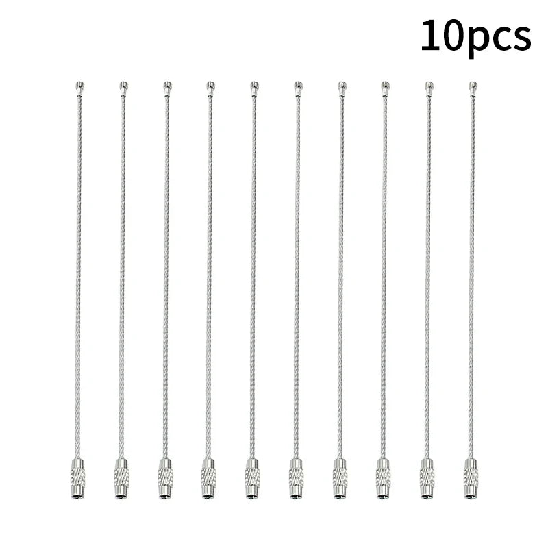 5-20pc Wire Keychain Rope Carabiner Camp Equipment Stainless Steel Wire Cable Loop Screw Lock Ring Keyring Buckle캠핑용품 땡처리
