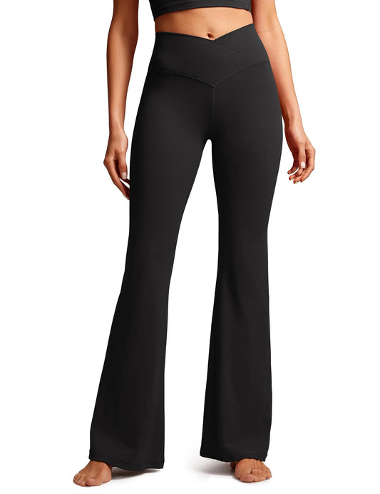 Leggings cruzados de campana para mujer