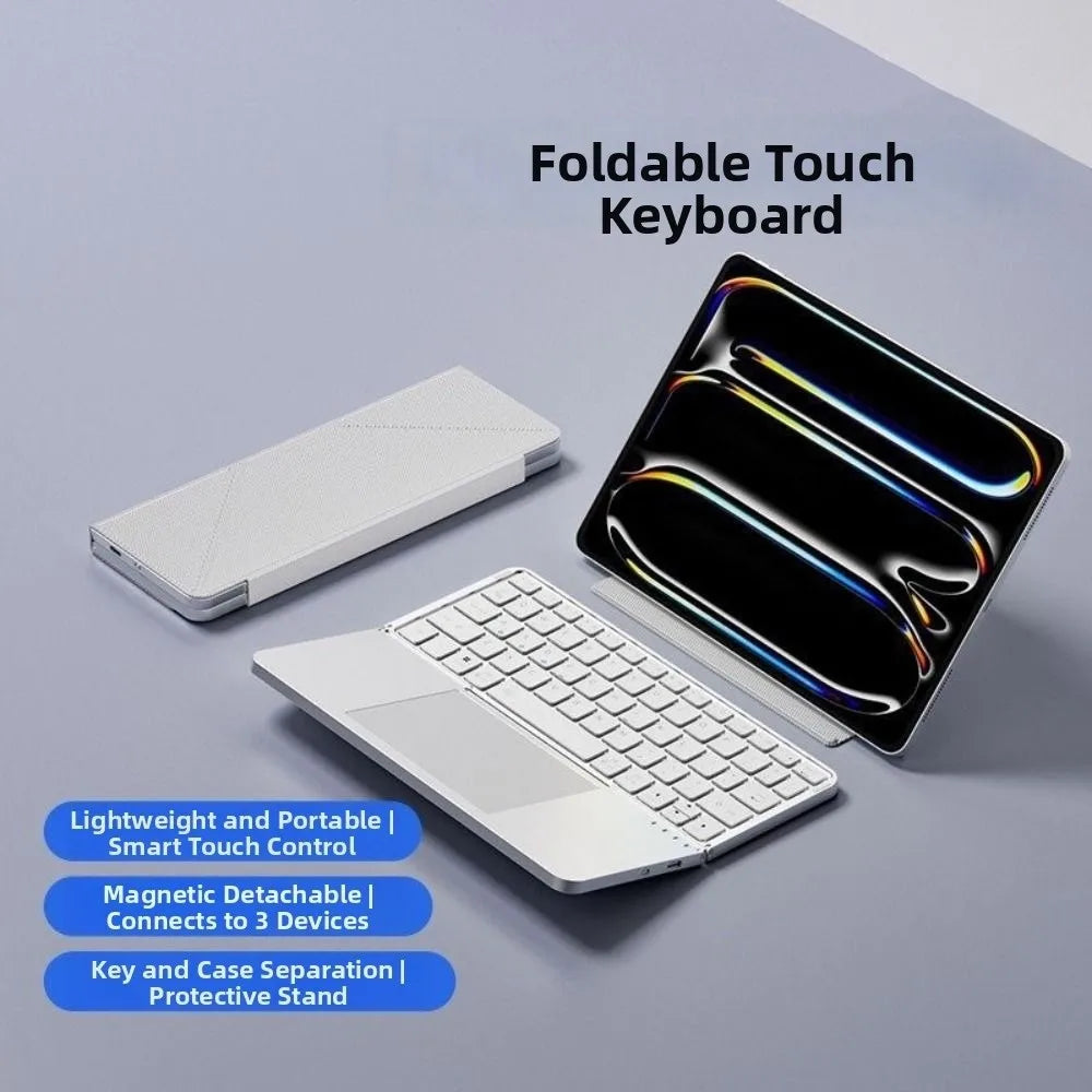 Bluetooth 5.3 Wireless Bluetooth Keyboard Portable Detachable Foldable Keyboard with Touchpad Universal Rechargeable Keyboard