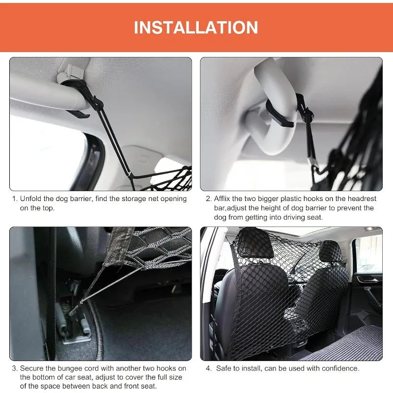 120X90CM Car Trunk Fence Pet Dog Isolation Protective Net Durable Elastic Isolation Double Layer Nets Safety Fence for Any Car
