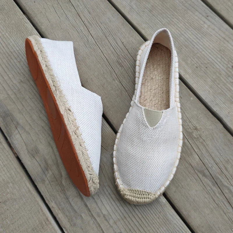 Mens Espadrilles Men Patchwork Slip on Summer Shoes Loafers Breathable Canvas Shoe Jute Wrapped Women Shoes Unisex