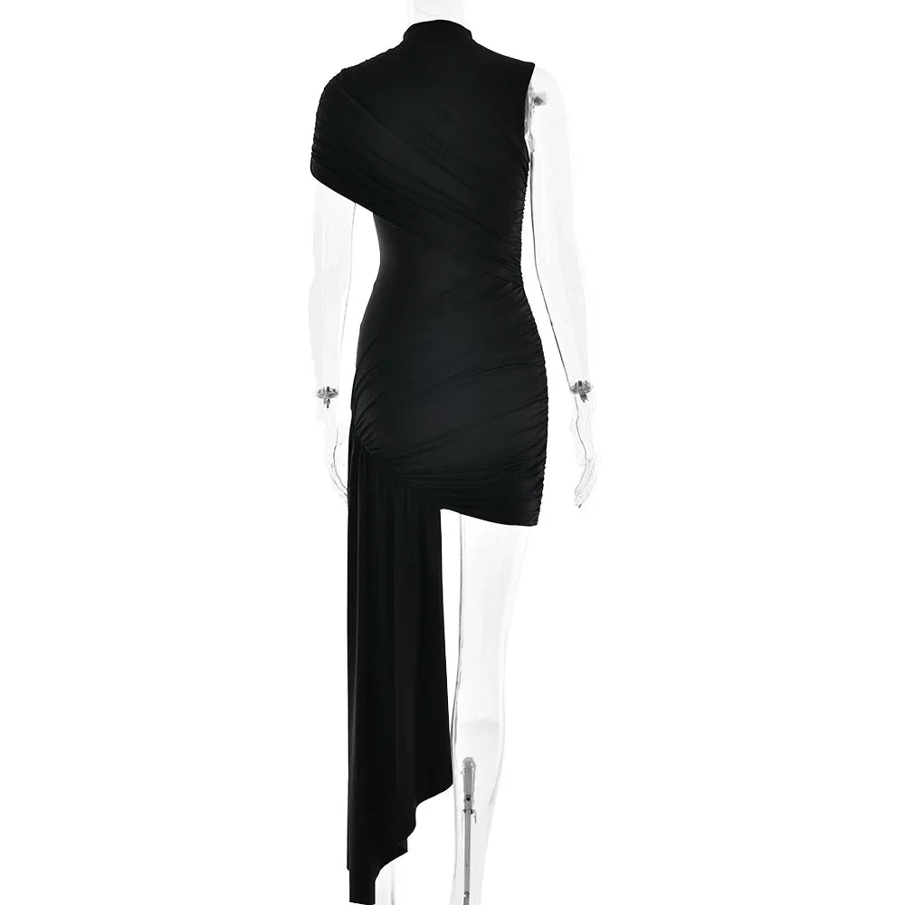 Irregular Pleated Mini Dress | Tassel Hem Streetwear Dress - Femstylo