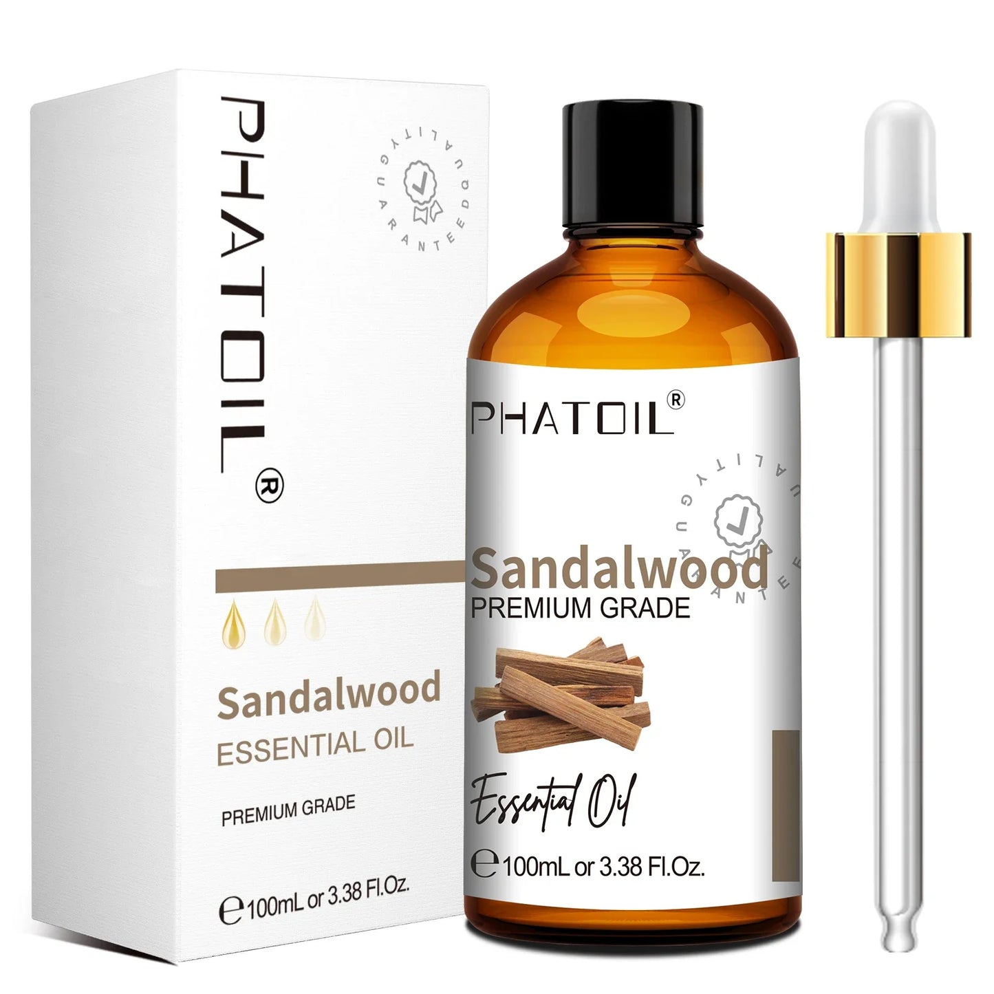 PHATOIL Natural Essential Oil for Diffuser Candle Making-100ml Sandalwood Eucalyptus Citronella Lavender Vanilla Essential Oils