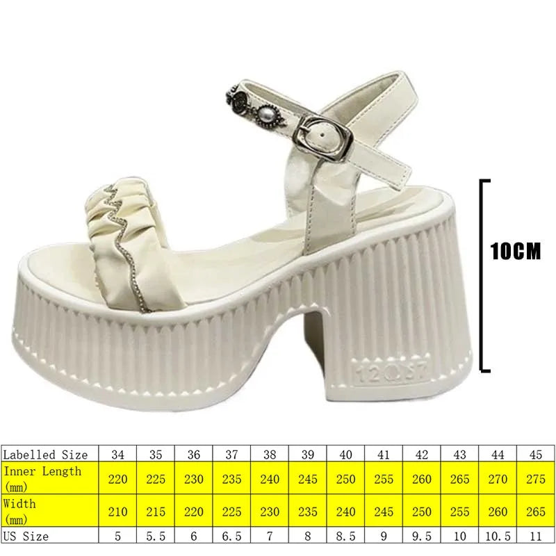 Fujin 10cm PU Synthetic Microfiber Leather Peep Toe Shoes Bling Rhinestone Platform Wedge Fashion Slippers Women Sandals Pumps