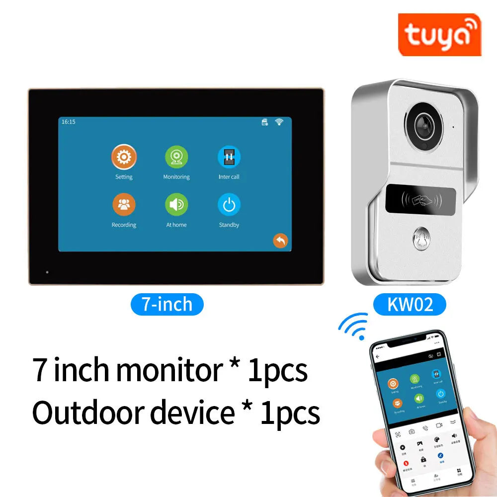 Tuya App  Wifi Video Intercom Kits Visual Doorbell System 1080P Entry Doorphone Door Camera for Home Villa Apartment