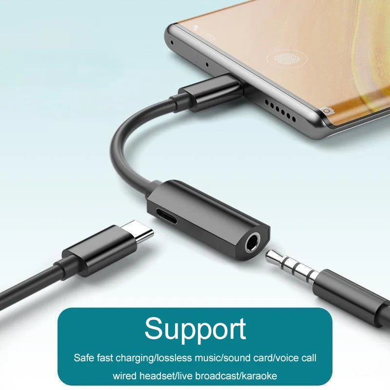 2 in 1 Type C To 3.5MM Headphones Jack Audio Adapter For Samsung Galaxy S24 S23 S22 Ultra A54 A34 A53 Note 20 10 USB C Charger