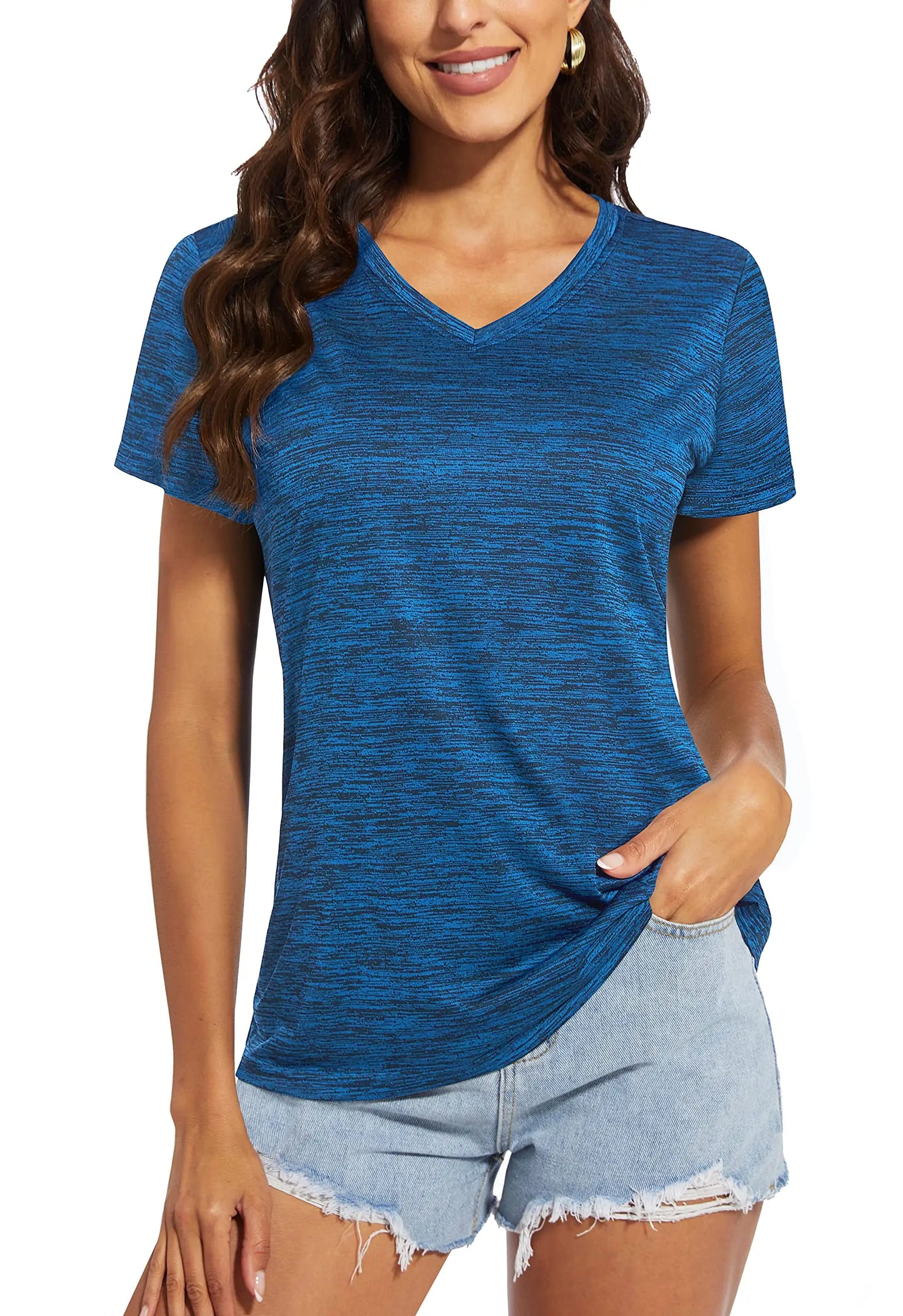 TACVASEN Summer Quick Dry V-Neck T-shirts Womens Short Sleeve Workout T-shirts Athletic Pullover Tops Lightweight Casual Sport T