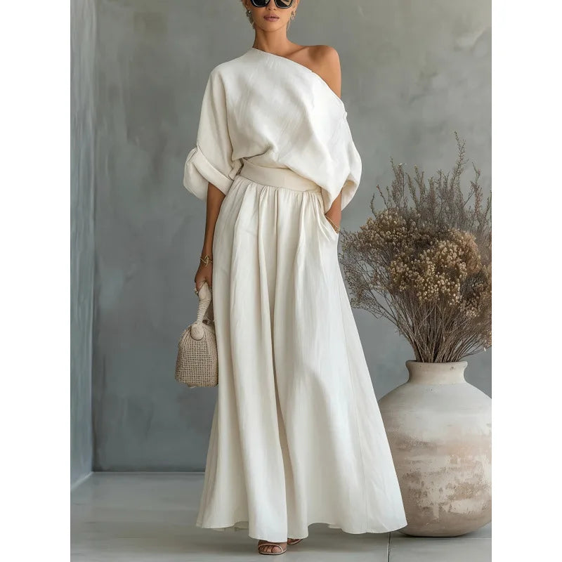 2026 Spring/Summer Korean Casual Pleated Half-Sleeve Shirt Wide-Leg Pants Two-Piece Set For Commuting And Comfortable Leisure