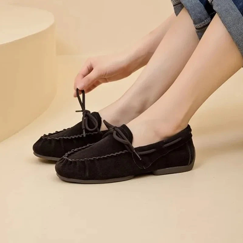 AIYUQI Women Loafers British Style 2026 New Genuine Leather Beanie Shoes Women Flat Non-slip Vintage Slip-on Moccasins For Women