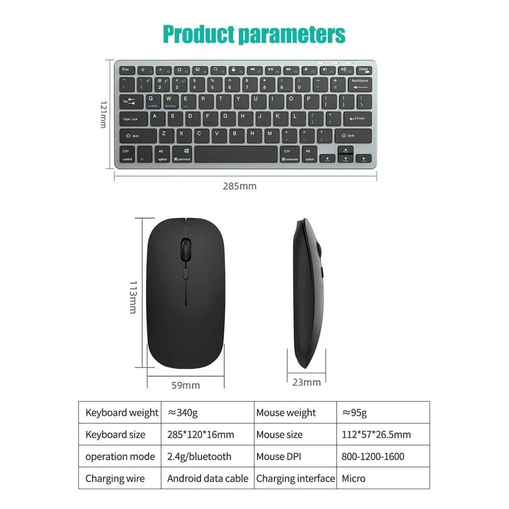 2.4G Wireless Keyboard Mouse Set Bluetooth 5.0 Keyboard Mouse Combo 2 modes Mini Keyboard Mouse For Laptop PC Accessories