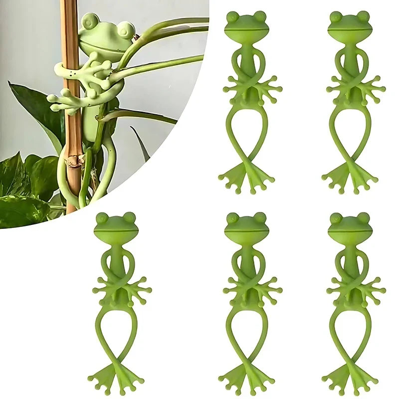 1/3/5pcs Green Frog Shaped Plant Clips DIY Flowers Vines Stem Holder