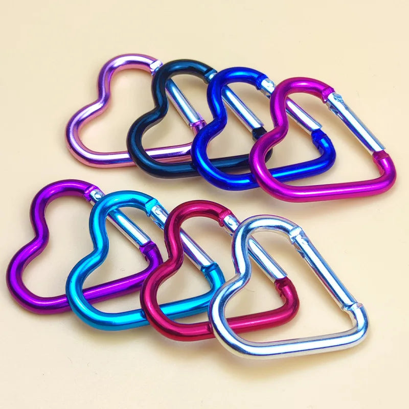 1 Pcs Heart-Shaped Aluminum Carabiner Key Chain Clip Outdoor Keyring