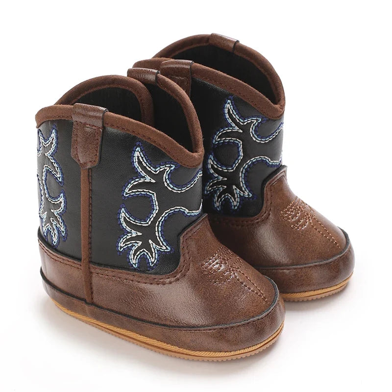 Western Denim Baby Winter Boots, Fashion Warm Casual First Walkers Shoes for Boys Girls 0-18 Months ﻿