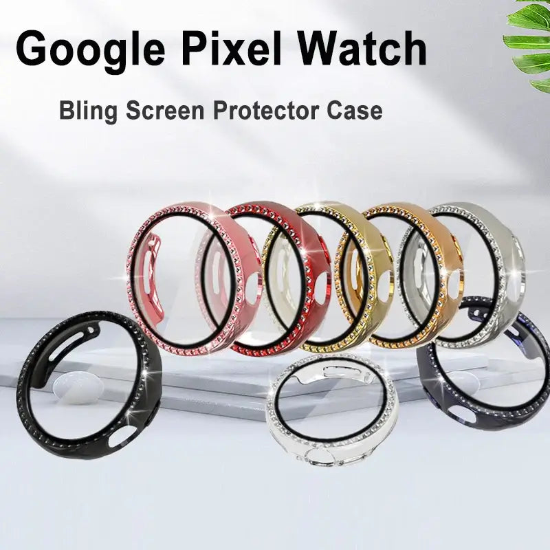Google Pixel Watch 3, 2 & 1 41mm Rhinestone Bling Case & Screen Cover
