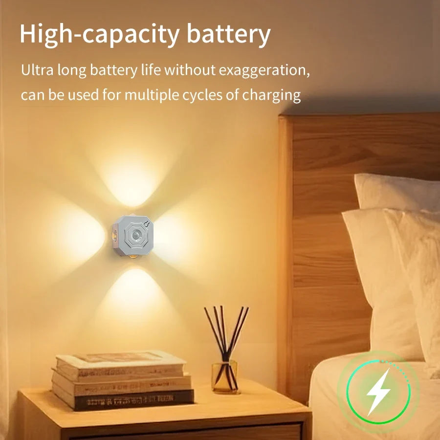 Rechargeable RGB LED Spotlight Motion Sensor Magnetic Wall Lights Night Spot Light for Bedroom Hallway Stairs Living Room Decor