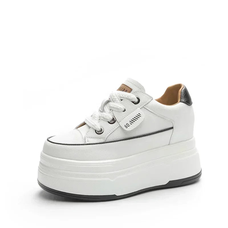 Fujin Hidden Heel Shoes High Platform shoes 9cm 3 inch comfortable sneakers for women Vulcanized Shoes Chunky Wedge Casual Shoes