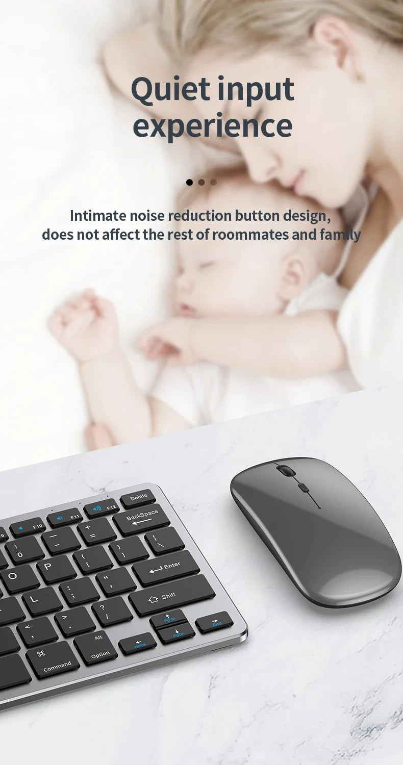 NexusClick Wireless Ergonomic Keyboard Mouse Combo - Rechargeable Mini Multimedia Set for PC, Laptop, MacBook