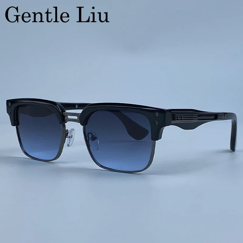 Retro Photochromic Classic Square Punk Sunglasses Men Metal Frame Driving Sun Glasses Male Vintage Luxury Brand Eyewear Shades
