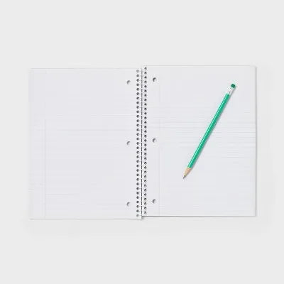 70-Pack Spiral Notebook Wide 7.5"X10.5" Poly Cover 70 Sheets Pastel Green for Home Office School Essentials