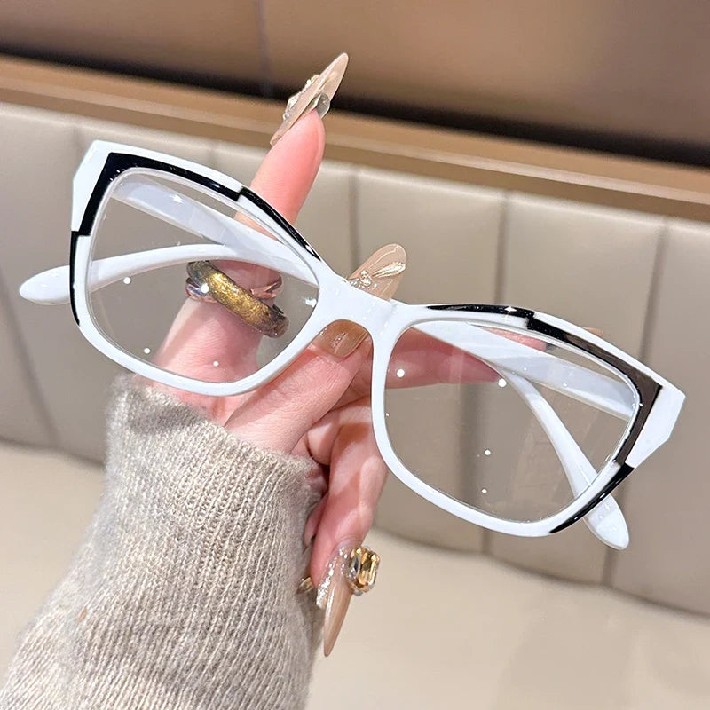 Women's Elegant Cat Eye Reading Glasses - Fashionable Color Block Design, Blue Light Blocking,  1.0 to  4.0 Power