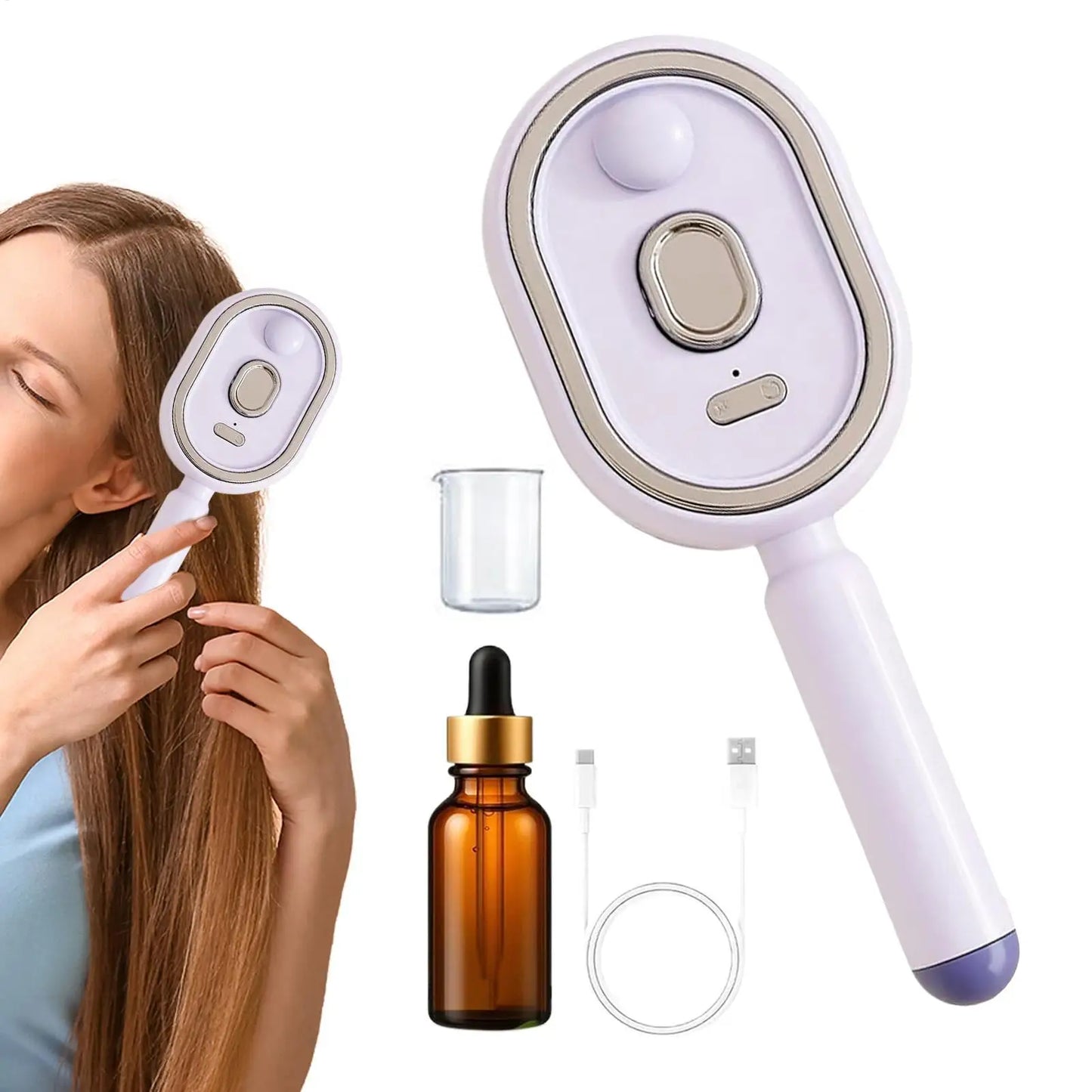 Steam Brush for Hair Rechargeable Detangling Comb with Oil Measuring Cup Steam Straightener Brush for Home Smoothing Curly Thick