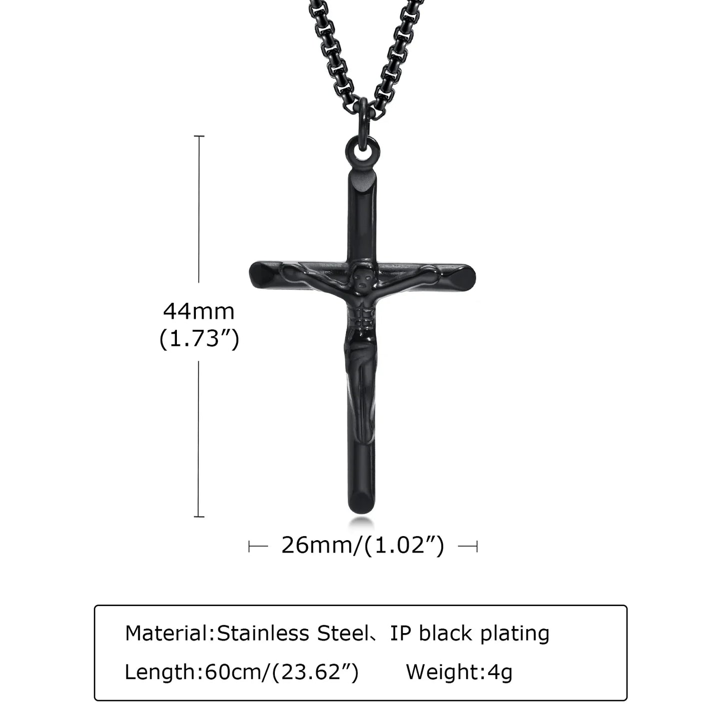 Stainless Steel Cross Necklace Catholicism Jesus Pendant Gold Color Collar Church Prayer Faith Jewelry for Men Women Gift