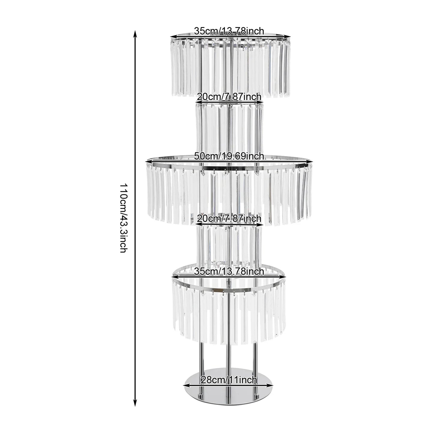 5 Tiers Gold/Silver Wedding Centerpieces Flower Stand Vase Centerpiece Acrylic Flower Stand with Hanging Acrylic